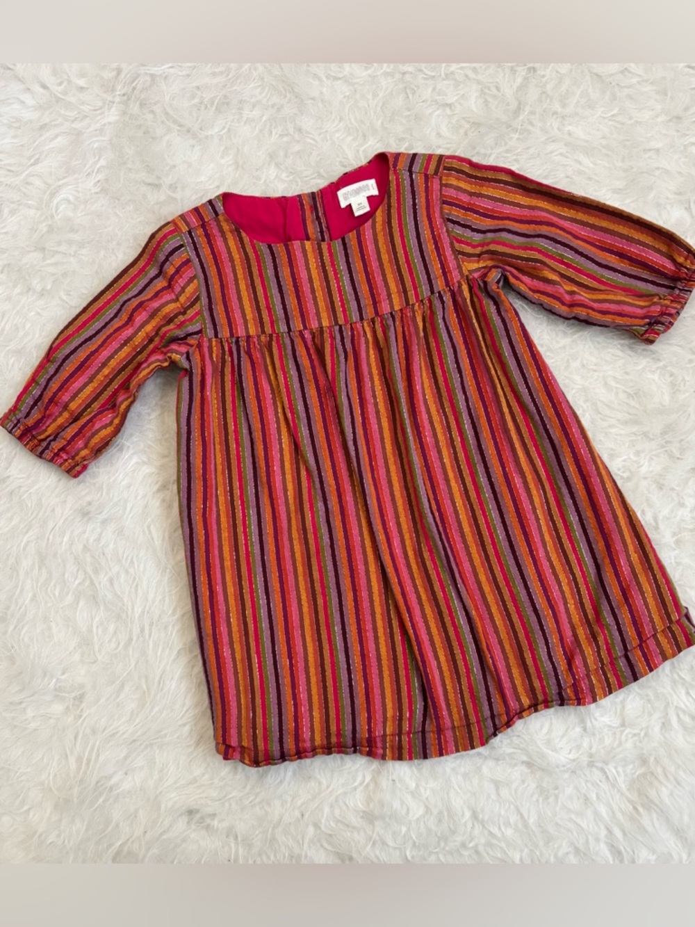 Gymboree Sparkly & Colorful Striped 3/4 Sleeve Girls Dress